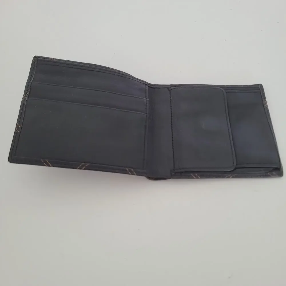 Longchamp Mens Wallet Brown‎ Bifold Leather Folding Medium Logo Vintage Designer